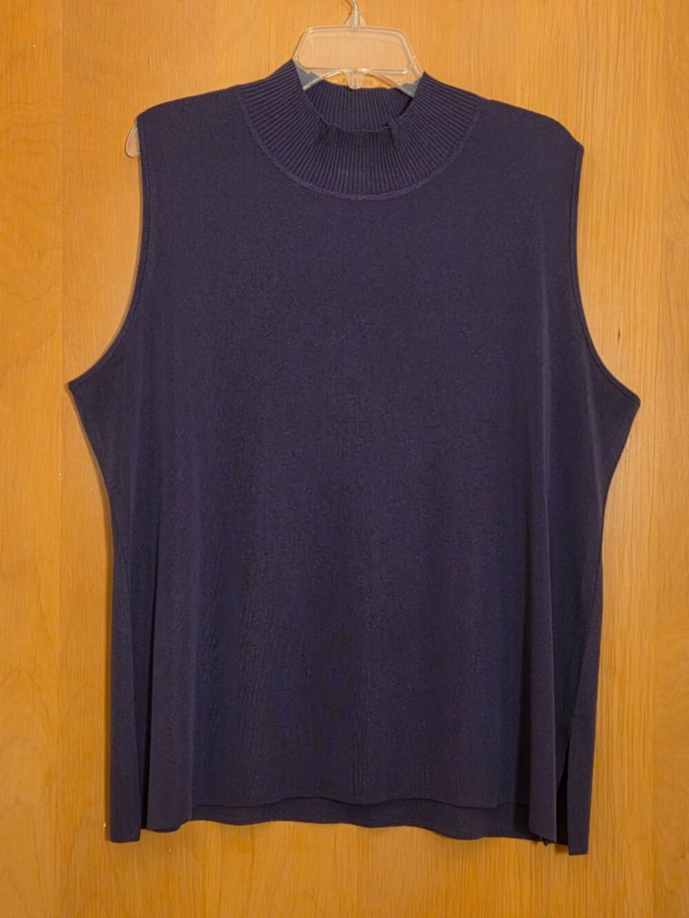 Vintage Exclusively Misook Funnel Neck Sleeveless Knit Top Womens 2X Plum Purple